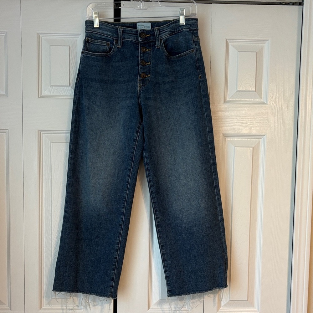 Daily Ritual Modern Wide Legged Cropped Blue Denim Jeans Size 27 (4)